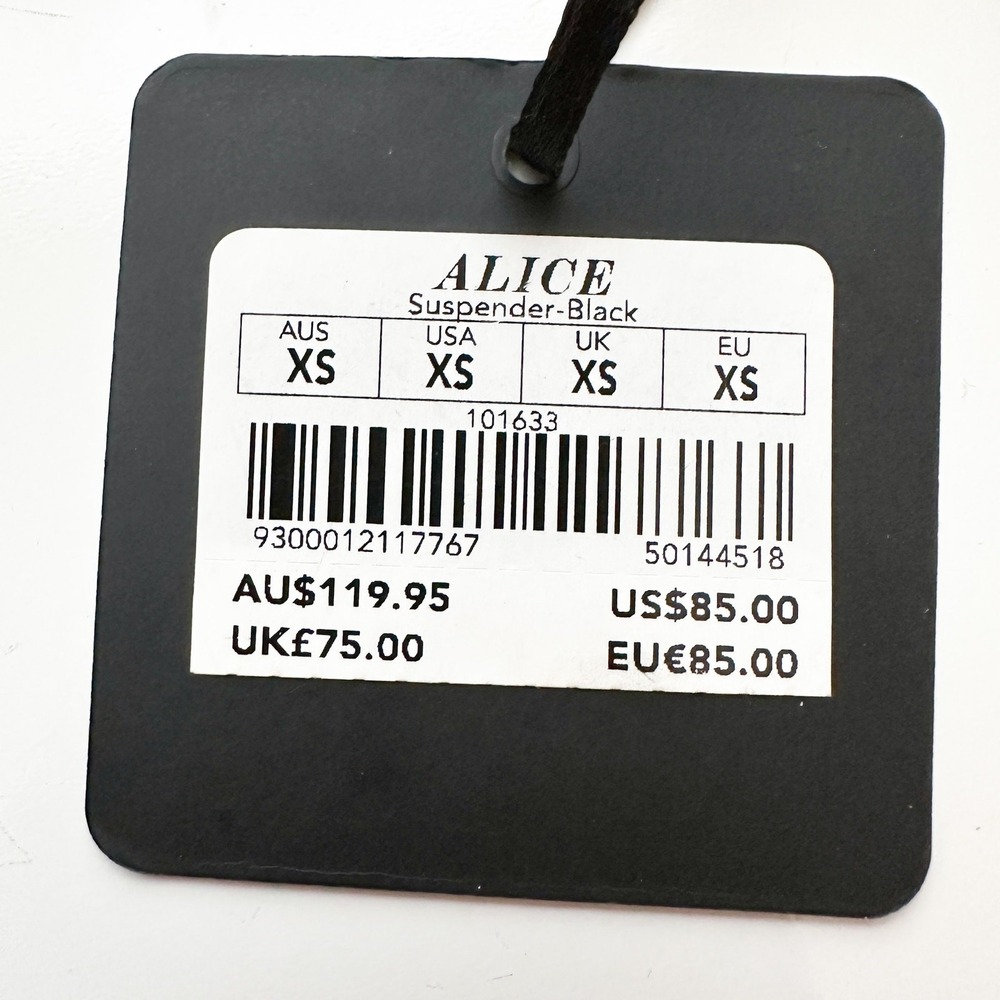 Honey Birdette Alice Black Floral Lace Suspender Garter Size XS NWT - Picture 5 of 5